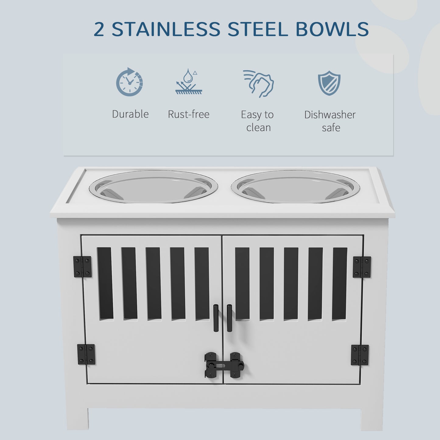 Raised Food Bowls With Storage Cabinet