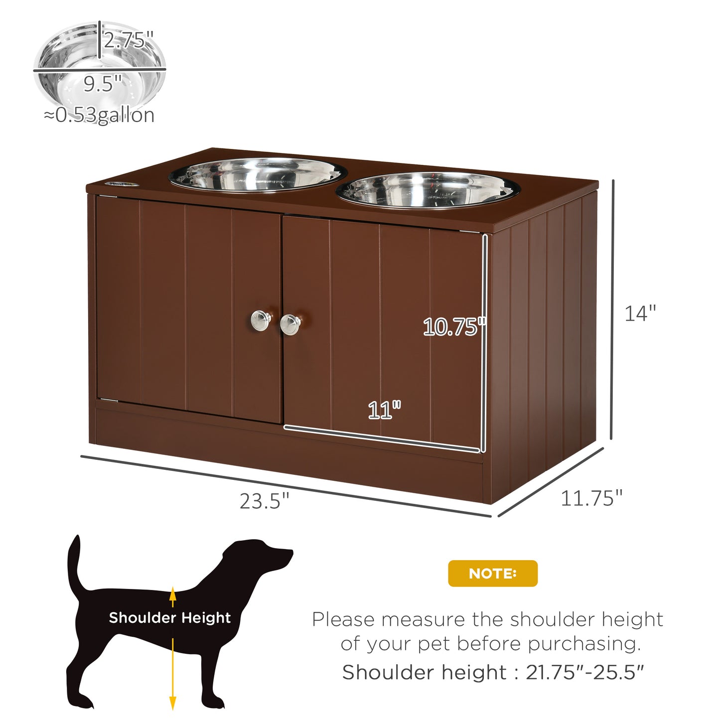 Elevated Dog Bowls With Storage Cabinet