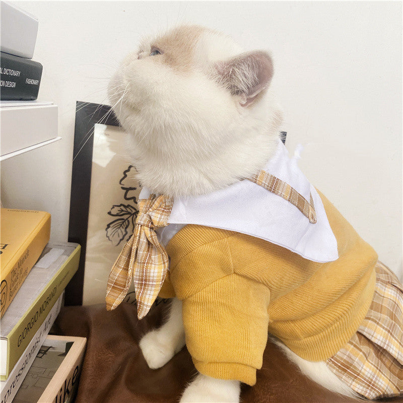 Pet Dress British Plaid Sweater Spring
